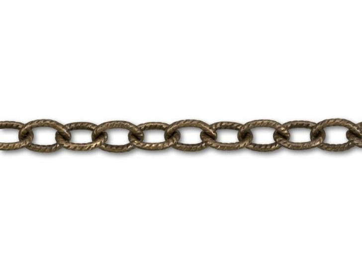 Brass Oxidized Brass Textured Oval Cable Chain by the Foot