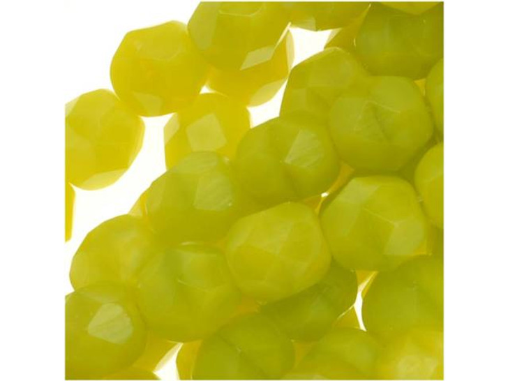 Czech Fire-Polish Glass Beads 6mm Round Chartreuse