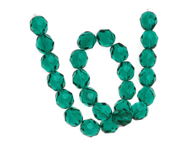 Czech Fire-Polish Glass Beads 8mm Round Emerald Green
