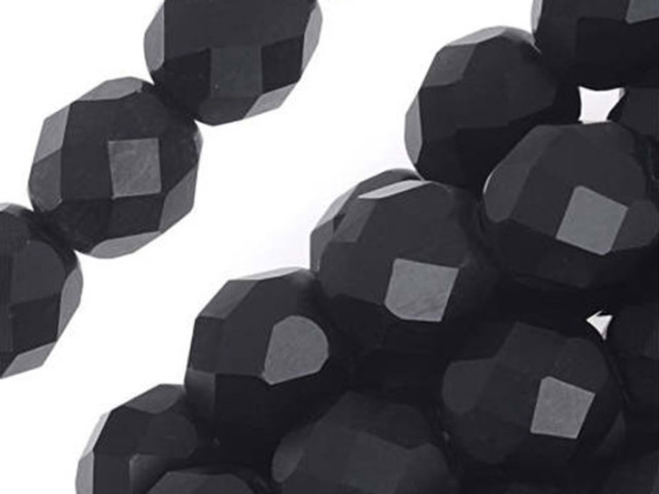Czech Fire-Polish Glass Beads 8mm Round "Matte Jet" Black