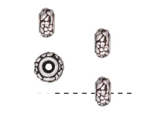 TierraCast Fine Silver Plated Pewter Meadow Rondelle Beads 6.5mm (4 pcs)