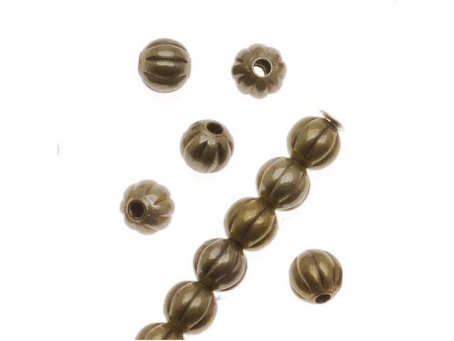 Vintaj Natural Brass Fluted Round 3mm Melon Spacer Beads (10 pcs)
