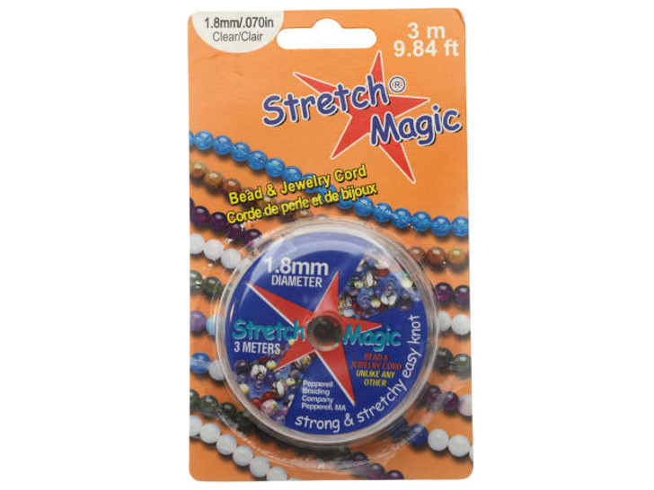 Stretch Magic Cord, Round 1.8mm (.070 Inch) Thick, 3 Meter Spool, Clear 