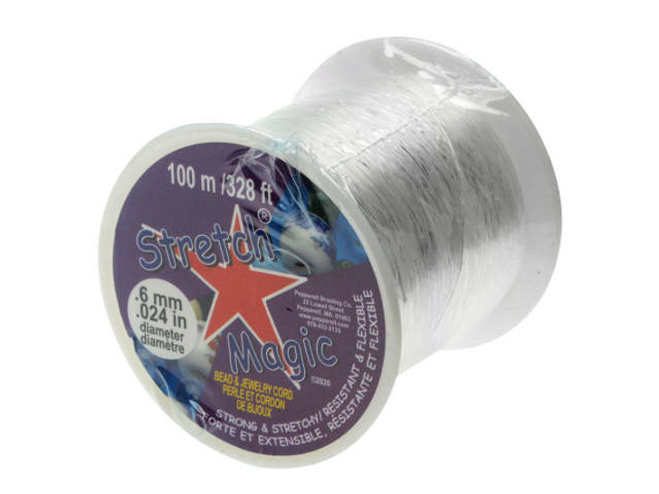 Stretch Magic Cord, Round .6mm (.024 Inch) Thick, 100 Meter Spool, Clear 