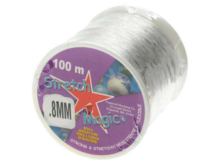 Stretch Magic Cord with Hypo Cement Glue, Round .7mm (.028 Inch) Thick, 100  Meter Spool, Clear 