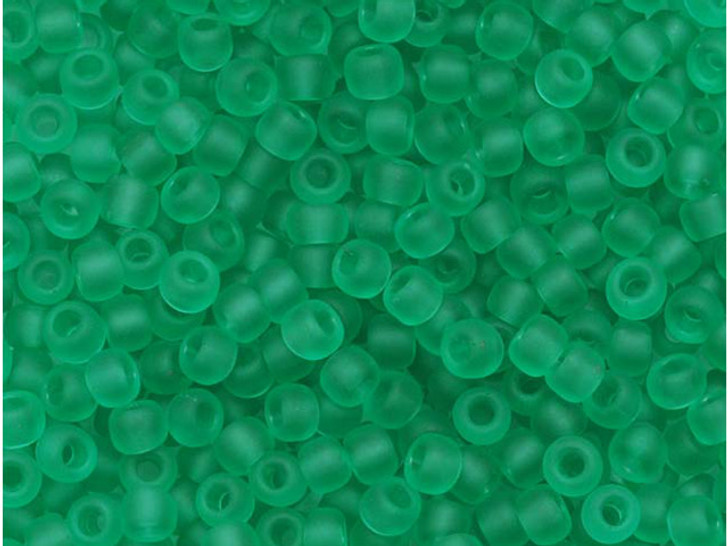 Toho 11/0 Round Seed Bead Transparent Frosted Dark Peridot, 2.5-Inch Tube