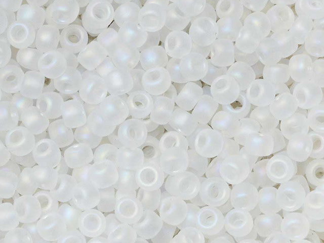 Toho 11/0 Round Seed Bead Transparent Rainbow Frosted Crystal, 2.5-Inch Tube