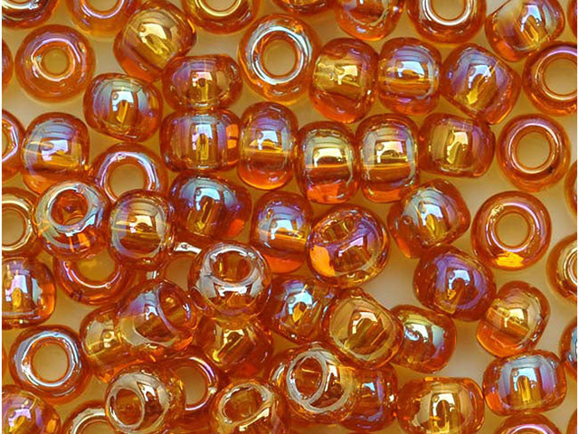 Toho 6/0 Round Seed Bead Transparent Rainbow Topaz, 2.5-Inch Tube
