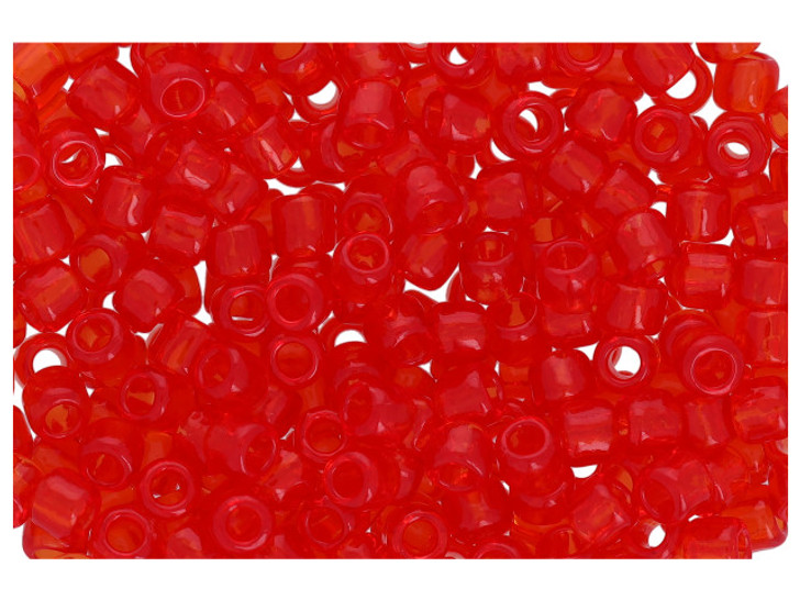 Toho 8/0 Round Seed Bead Transparent Siam Ruby, 2.5-Inch Tube