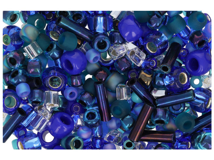 Toho Multi-Shape Glass Beads 'Mahou' Blue/Green Color Mix 8 Gram Tube