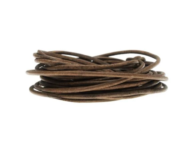 Leather Cord, Round 2mm, Natural Grey, by Leather Cord USA (1 yard)