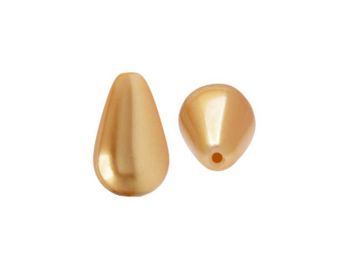 Preciosa Crystal Nacre Pearl, Pear 10x6mm, Gold (1 Piece)