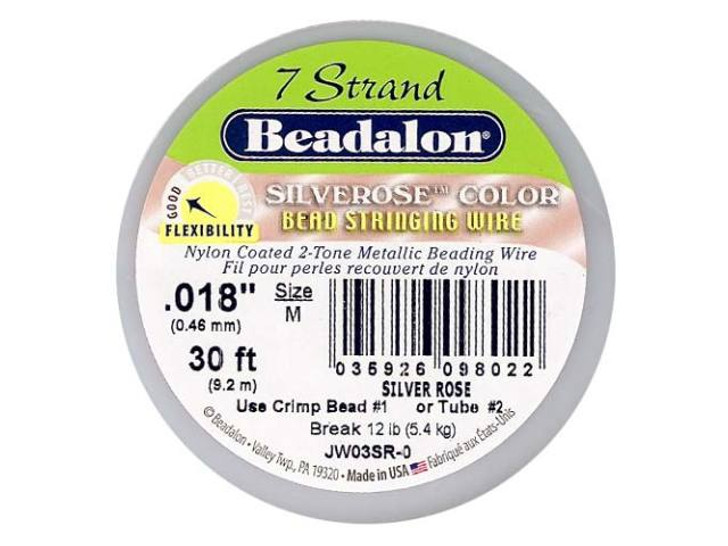 Beadalon Beading Wire Silverose 7 Strand .018 Inch / 30 Feet