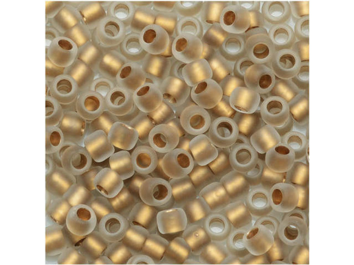 TOHO 8/0 Round Seed Bead Frosted Gold-Lined Crystal, 2.5-Inch Tube