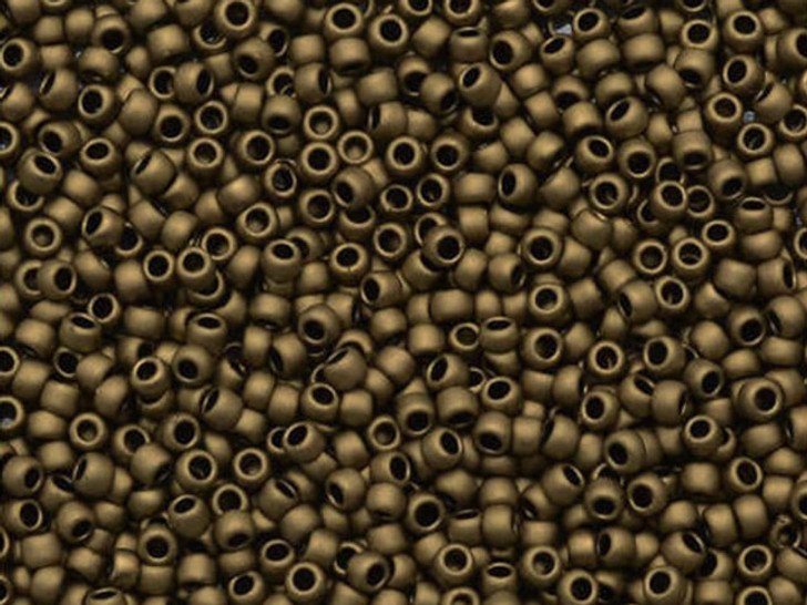 TOHO Bead Round Size 15/0 Frosted Bronze - 2.5 Inch Tube