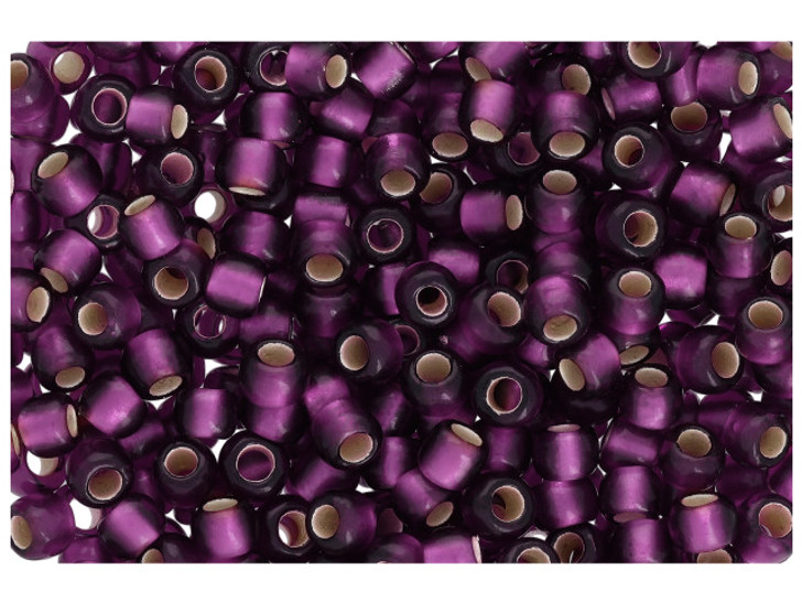 TOHO Bead Round Size 8/0 Silver Lined Frosted Amethyst - 2.5 Inch Tube
