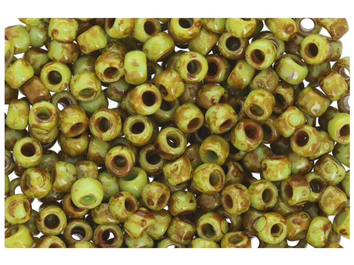 TOHO Bead Round Size 8/0 Hybrid Sour Apple Picasso - 2.5 Inch Tube