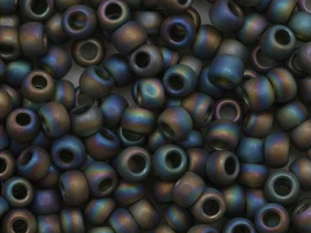 TOHO Bead Round Size 8/0 Trans Rainbow Frosted Olivine - 2.5 Inch Tube