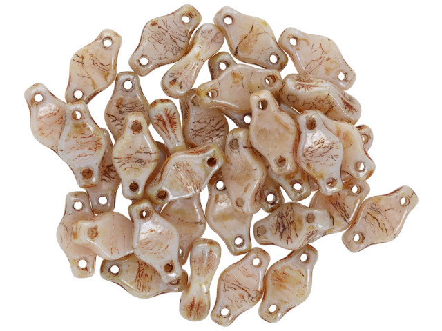 Czech Glass Cradle Bead 6 x 10mm with Vertical Hole Opaque Luster - Picasso 2.5-Inch Tube