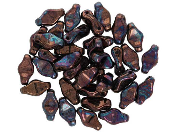 Czech Glass Cradle Bead 6 x 10mm with Horizontal Hole Jet Bronze Vega 2.5-Inch Tube