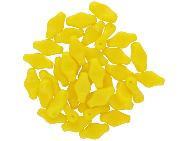 Czech Glass Cradle Bead 6 x 10mm with Horizontal Hole Opaque Yellow 2.5-Inch Tube