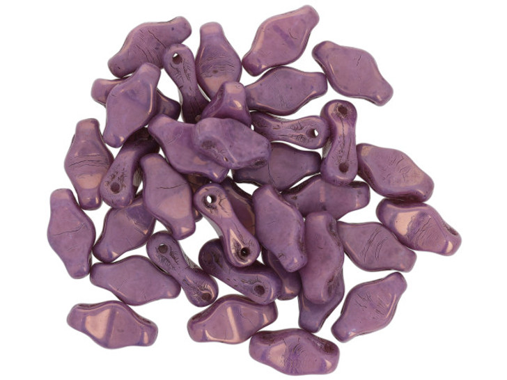 Czech Glass Cradle Bead 6 x 10mm with Horizontal Hole Opaque Lilac Luster 2.5-Inch Tube