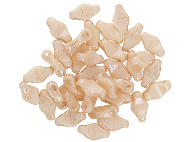 Czech Glass Cradle Bead 6 x 10mm with Horizontal Hole Opaque Champagne 2.5-Inch Tube