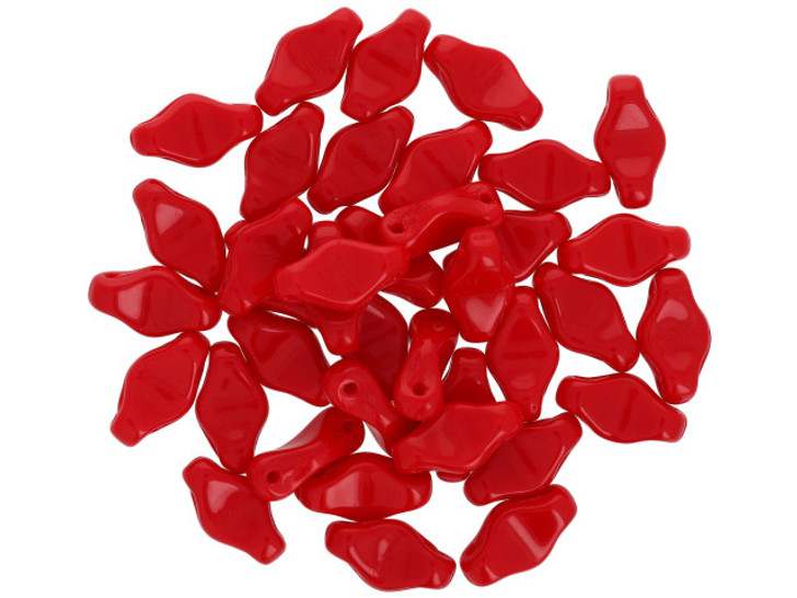 Czech Glass Cradle Bead 6 x 10mm with Horizontal Hole Opaque Red 2.5-Inch Tube