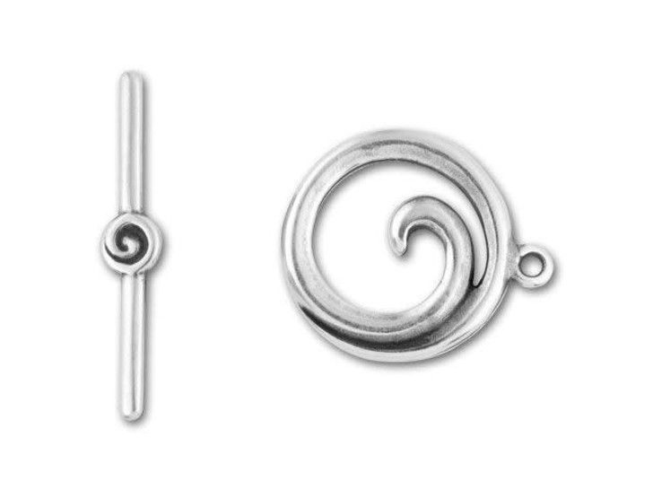 JBB Antique Silver-Plated Pewter Spiral Toggle Clasp