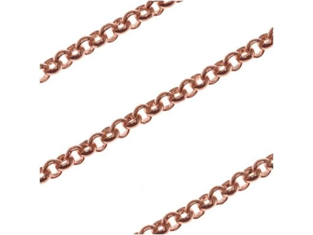 Chain by the Foot, Open Rolo Links 2mm, Antiqued Copper Plated