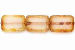 Czech Polished Rectangles 12 x 8mm : Milky White - Picasso (24pcs)