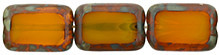 CzechPolished Rectangles 12 x 8mm : Opal Orange - Picasso (24pc Strand)