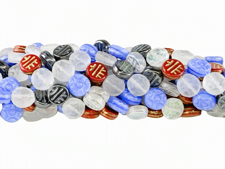 Czech Glass Far East Treasures Coin Beads (25pc Strand)