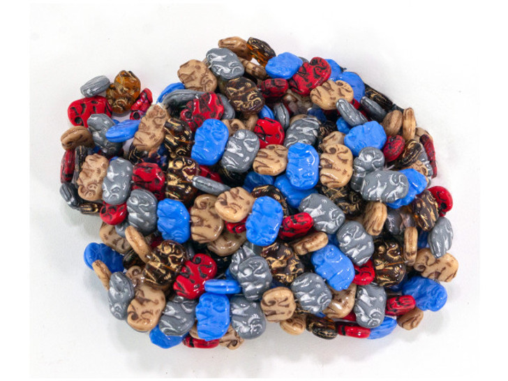 Czech Glass Colorful Elephant Mixed Beads (15pc Strand)