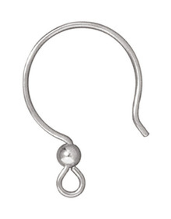 Sterling silver French hook hoop-style earwire with 3 mm round bead – TierraCast 90-1320-02 (1 pair)