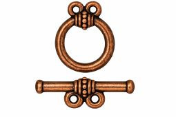 TierraCast Beaded 2 Loop Toggle Antiqued Copper, 15.5x12.25mm