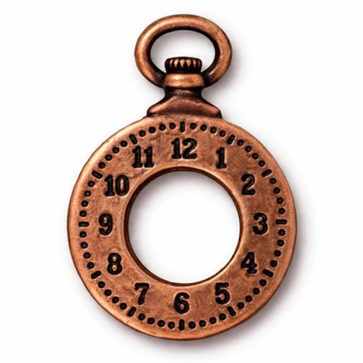 TierraCast Clock Charm Antiqued Copper, 28x20mm
