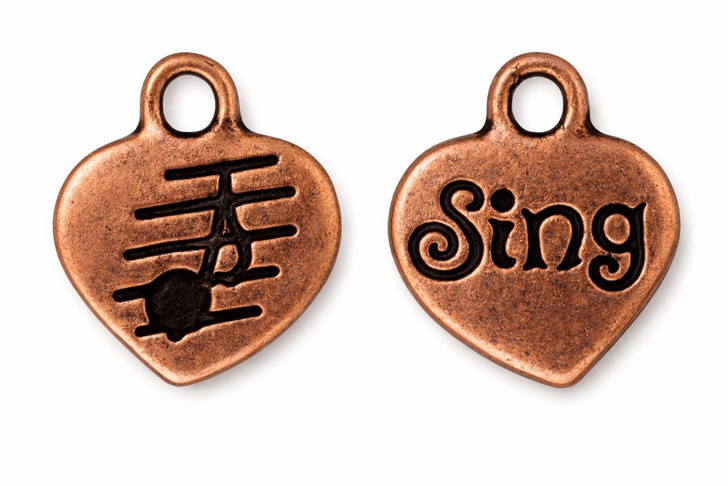 TierraCast Sing Glue-In Charm Antiqued Copper, 11x13mm