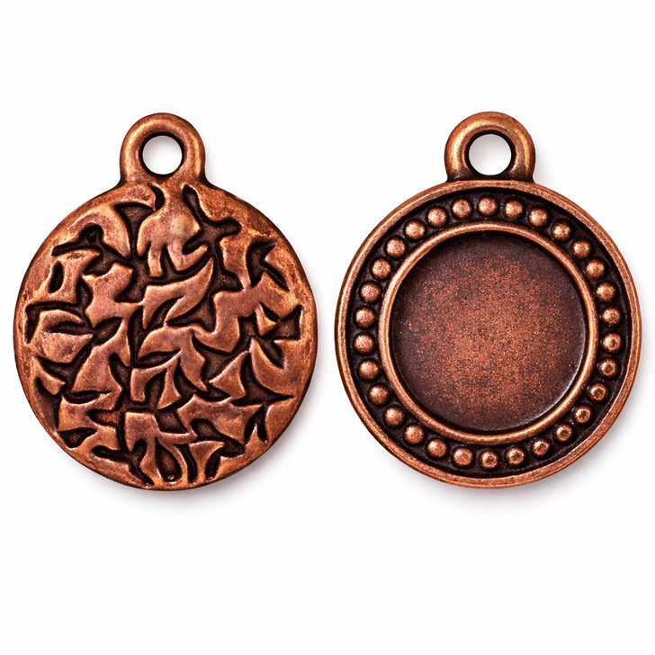 TierraCast Beaded Round Picture Frame Antiqued Copper, 20mm