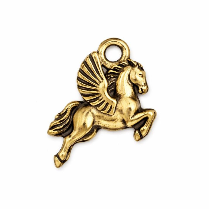 TierraCast Pegasus Charm Antiqued Gold, 17x16mm