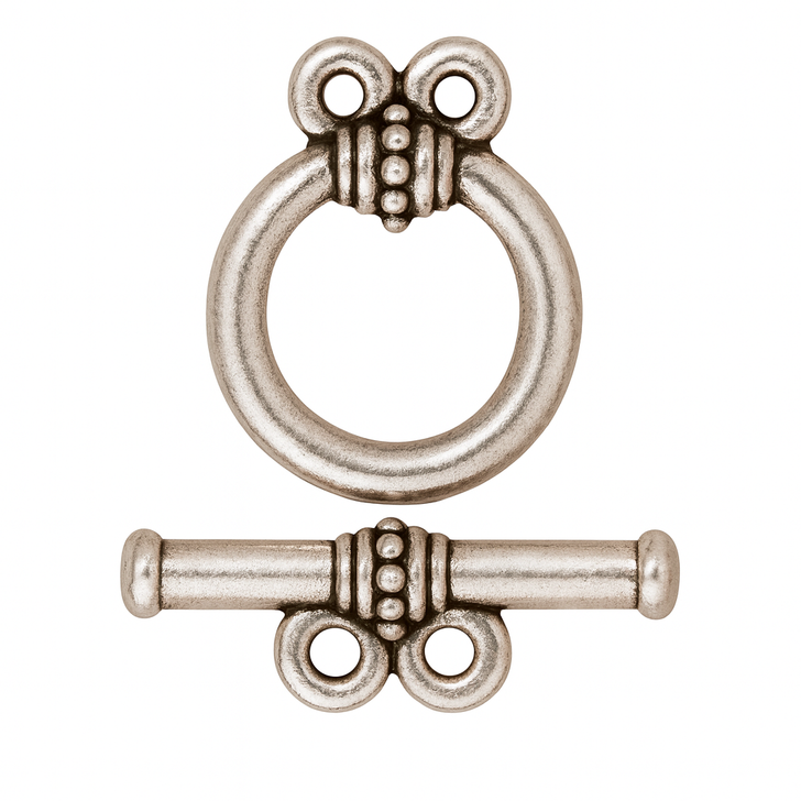 TierraCast Beaded 2 Loop Toggle Antiqued Silver