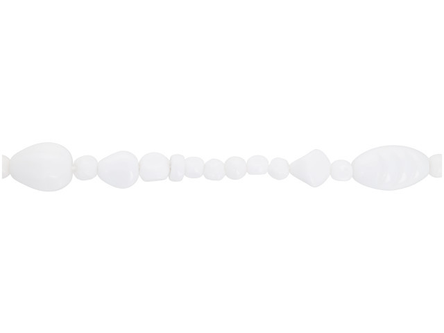 Strung Pressed Bead Mixes : Opaque White Mix (Strand)