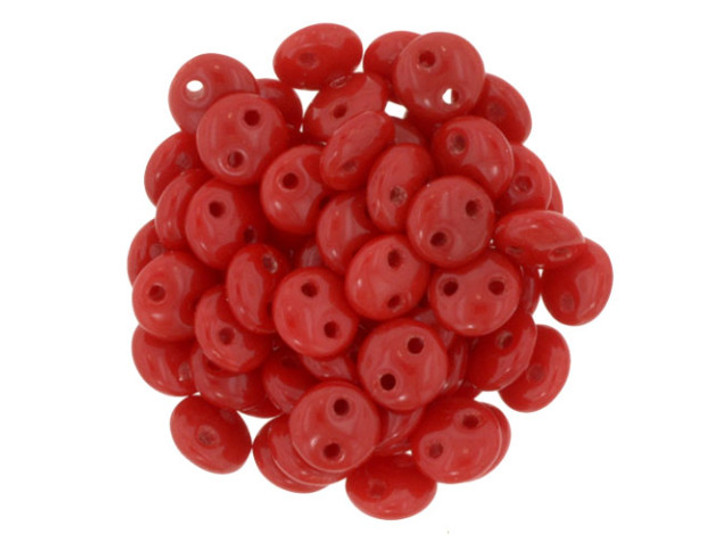 CzechMates Glass 6mm Opaque Red 2-Hole Lentil Bead