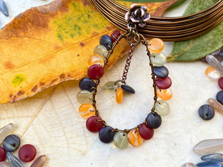 Julie's Bead Table: Autumnal Lentils Wire Wrapped Earrings bambuser-show