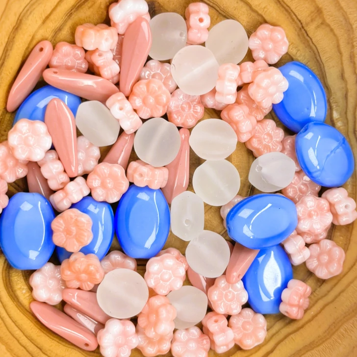 Limited Edition Czech Glass Pink Petals Bead Mix