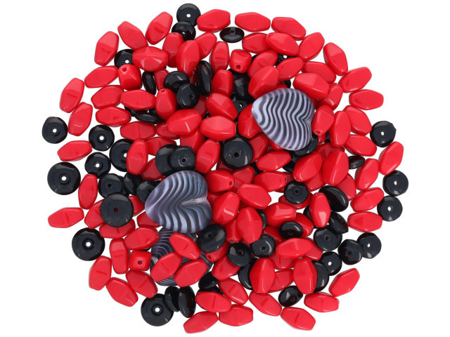 Artbeads Designer Czech Glass Bead Blend - Striped Hearts Mix Assortment (1 Pack)