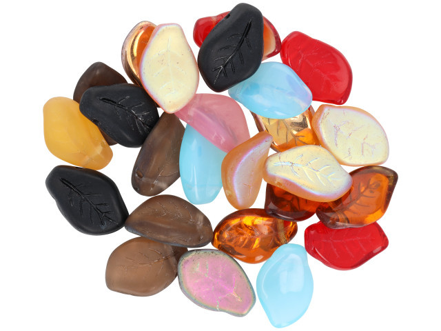 Artbeads Designer Czech Glass Beads - Multi-Colored Leaves 15 x 9.9mm (25pc)