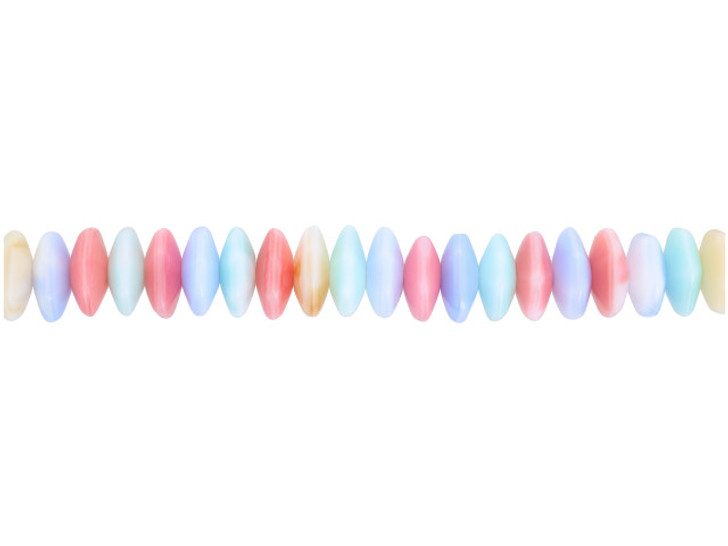 The Bead Llama Limited Edition Designer Czech Glass Bead Strand - Pastel Mix Flattened Faceted Round 4.7 x 11.5mm (25pc)