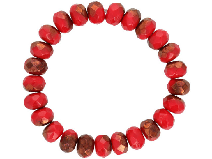 Limited Edition Czech Glass Dark Bronze/Red Faceted Rondelle 8 x 6mm (25pc)