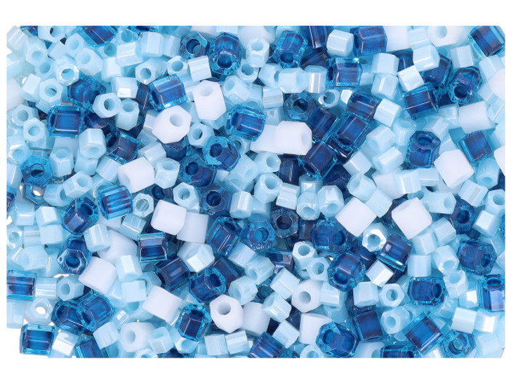 The Bead Llama Limited Edition Designer 11/0 and 15/0 TOHO Seed Bead Blend - White/Blue Mix Assortment (1 Tube)